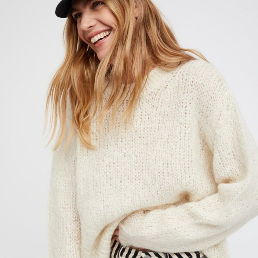 Free People Cream Oversized Sweater
